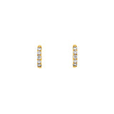 14 Karat Yellow Gold Huggie Earrings With Round Diamonds