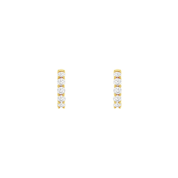 14 Karat Yellow Gold Huggie Earrings With Diamonds