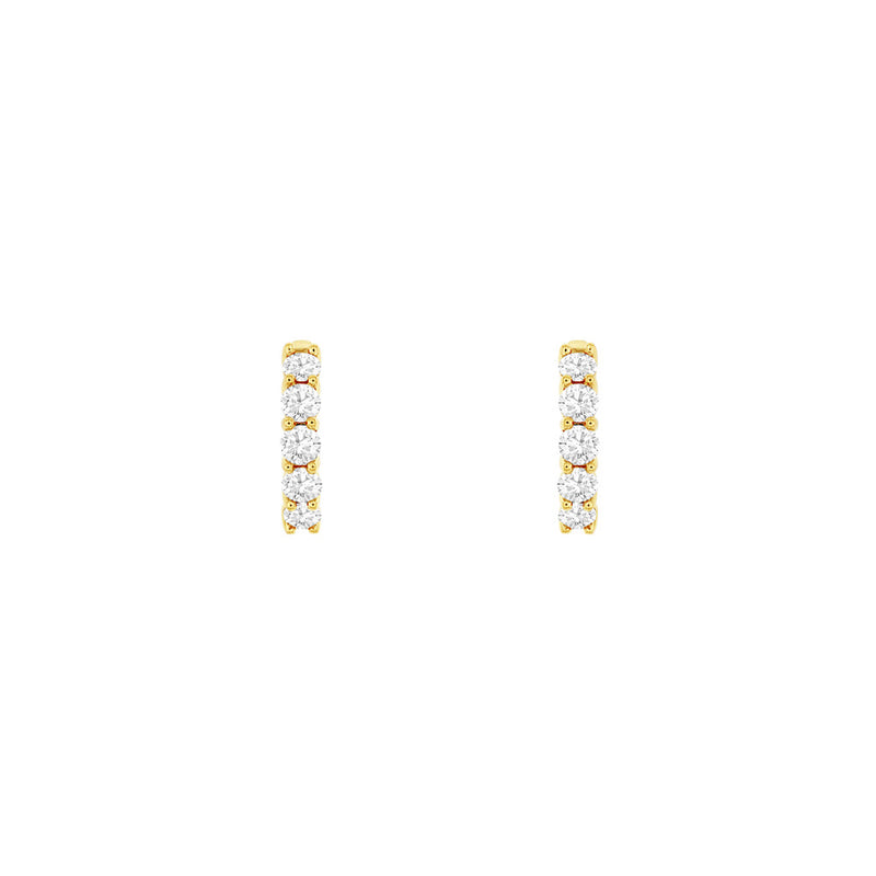 14 Karat Yellow Gold Huggie Earrings With Diamonds