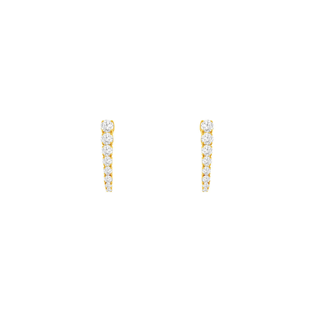 14 Karat Yellow Gold Hoop Earrings With Diamonds