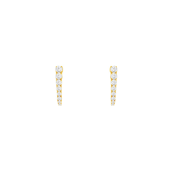 14 Karat Yellow Gold Hoop Earrings With Diamonds