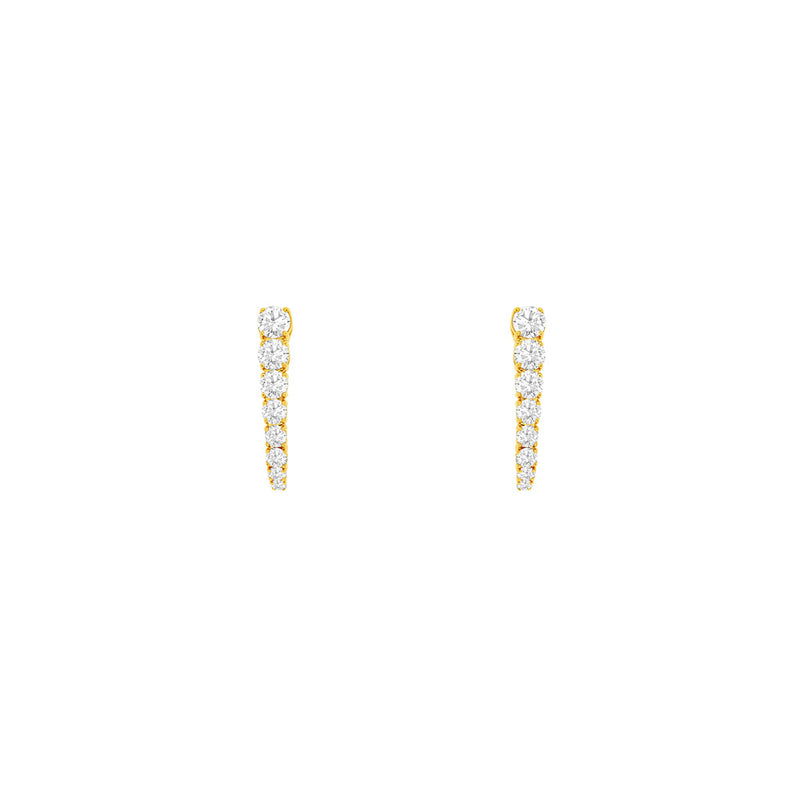 14 Karat Yellow Gold Hoop Earrings With Diamonds