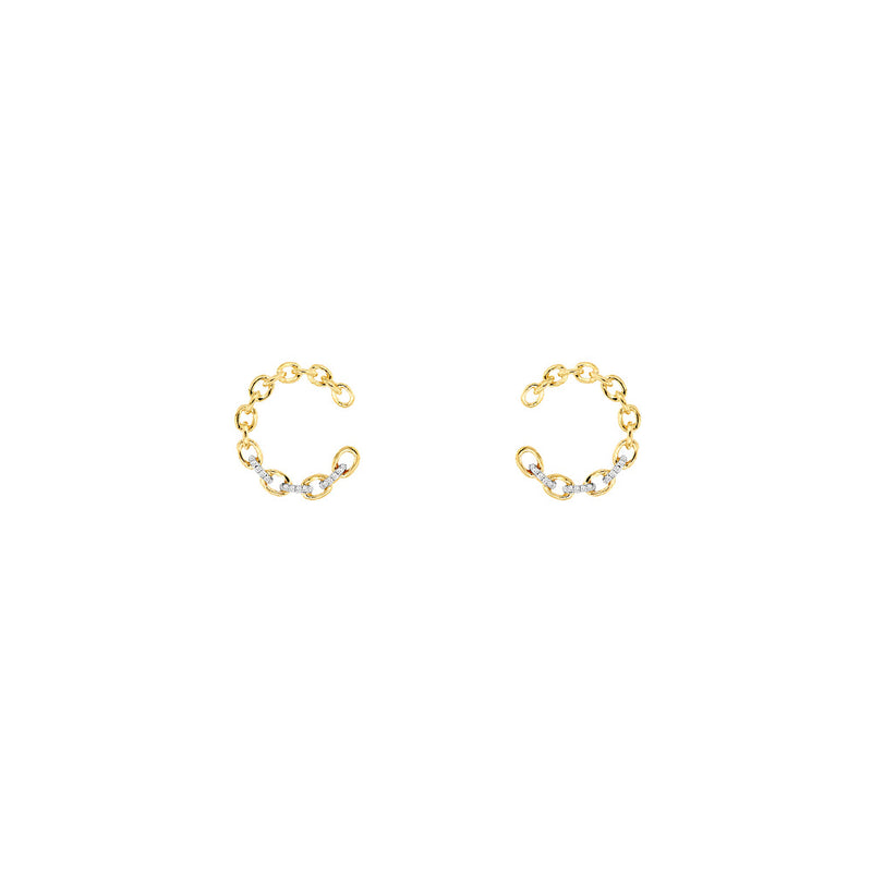14 Karat Yellow Gold Link Earring With Diamonds