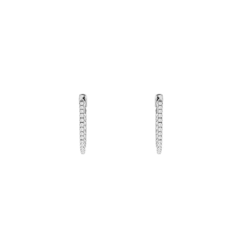 14 Karat White Gold In & Out Hoop Earrings With Diamonds