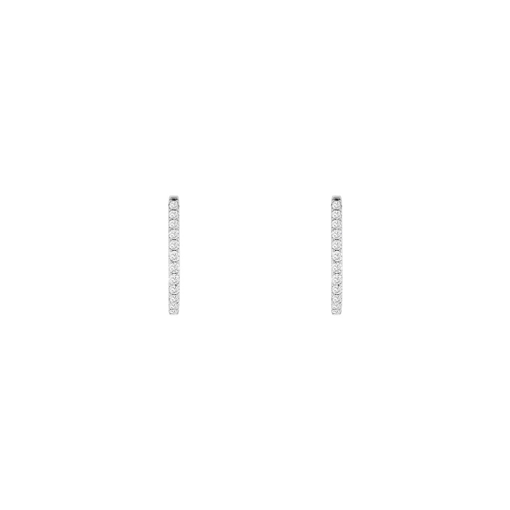 14 Karat White Gold In & Out Oval Hoop Earrings With Diamonds