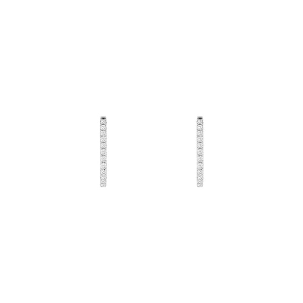 14 Karat White Gold In & Out Oval Hoop Earrings With Diamonds