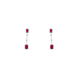14 Karat White Gold Drop Earrings With Rubies & Diamonds