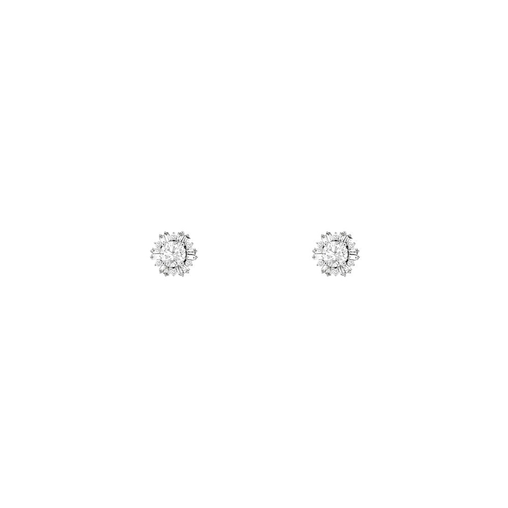 14 Karat White Gold Halo Earrings With Diamonds