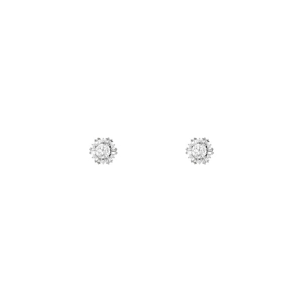 14 Karat White Gold Halo Earrings With Diamonds
