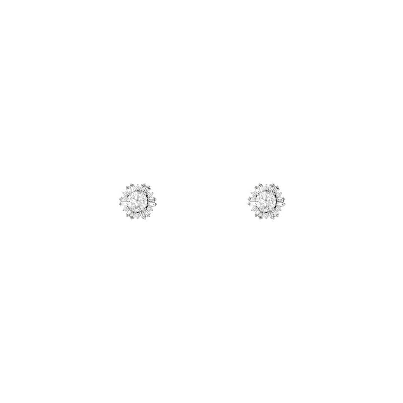 14 Karat White Gold Halo Earrings With Diamonds