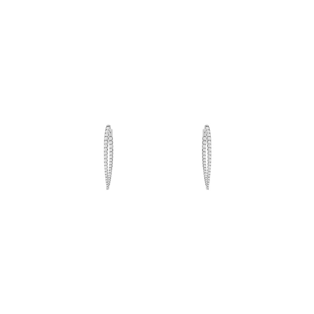 14 Karat White Gold In & Out Marquise Shaped Earrings With Diamonds
