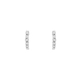 14 Karat White Gold Huggie Earrings With Diamonds