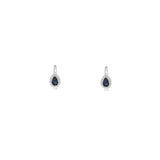 14 Karat White Gold Huggie Earrings With Blue Sapphires & Diamonds