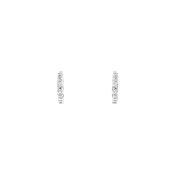 14 Karat White Gold Hoop Earrings With Diamonds