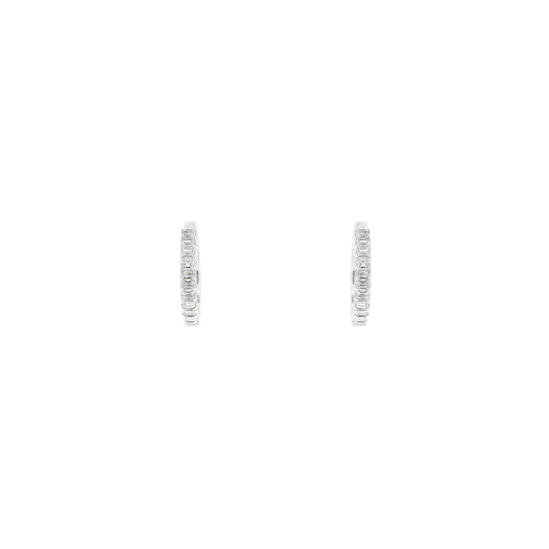 14 Karat White Gold Hoop Earrings With Diamonds