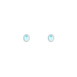 14 Karat White Gold Halo Earrings With Blue Topaz & Diamonds