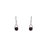 14 Karat White Gold Drop Earrings With Garnets & Diamonds
