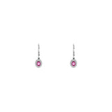 14 Karat White Gold Halo Drop Earrings With Pink Sapphires & Diamonds