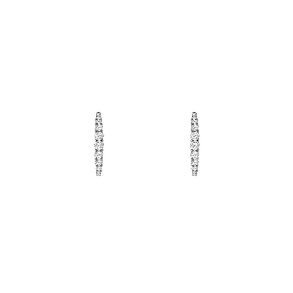 14 Karat White Gold Hoop Earrings With Diamonds