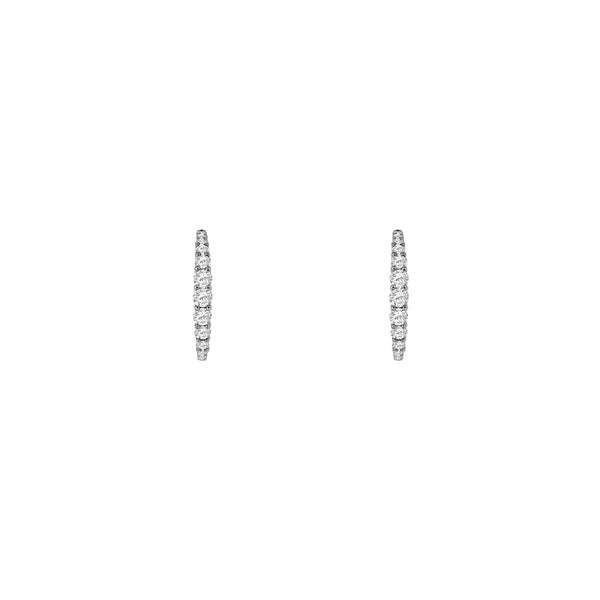14 Karat White Gold Hoop Earrings With Diamonds