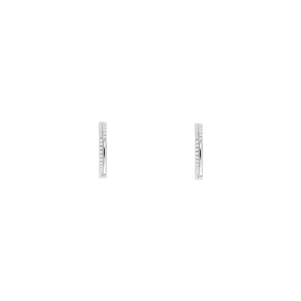 14 Karat White Gold Fish Hook Earrings With Diamonds