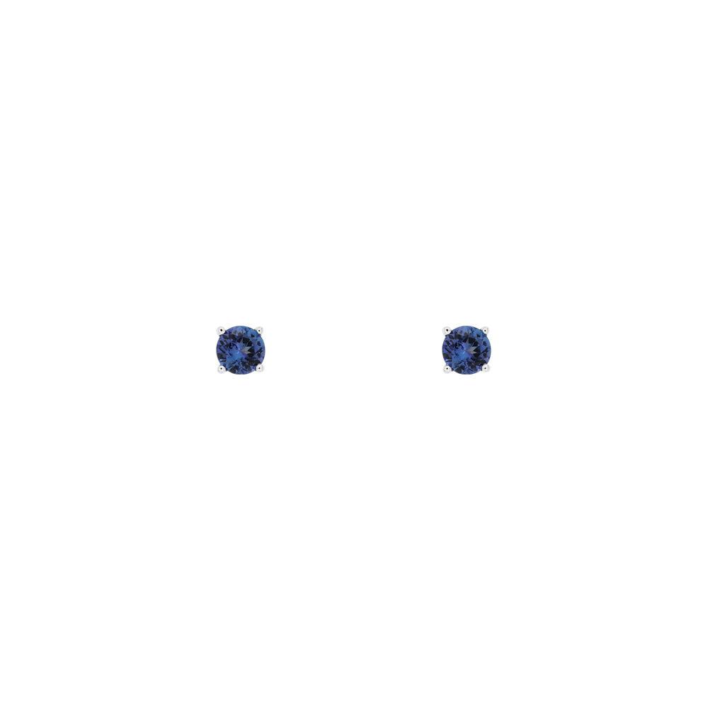 14 Karat White Gold Stud Earrings With Tanzanites