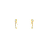 14 Karat Yellow Gold Fish Hook Earrings With Diamonds