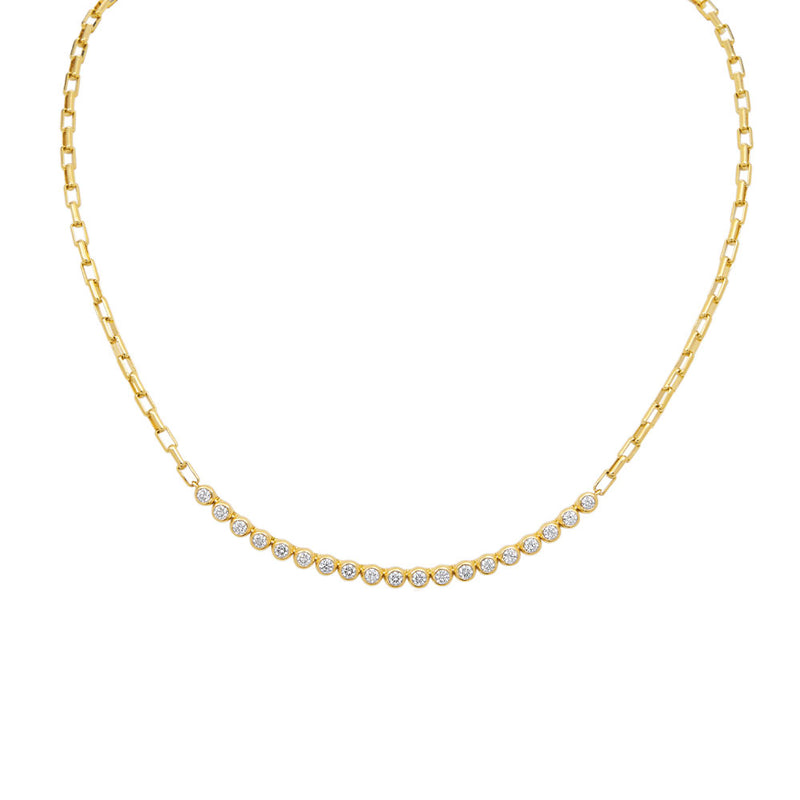 18 Karat Yellow Gold Tennis/Link Necklace with Diamonds