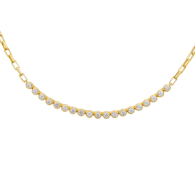 18 Karat Yellow Gold Tennis/Link Necklace with Diamonds