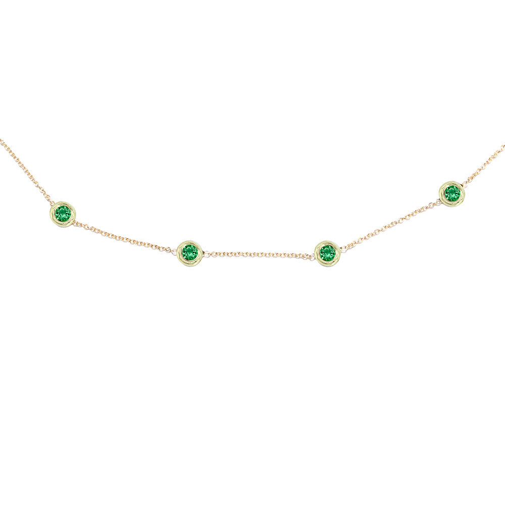 14 Karat Yellow Gold Station Necklace with Tsavorite Garnet