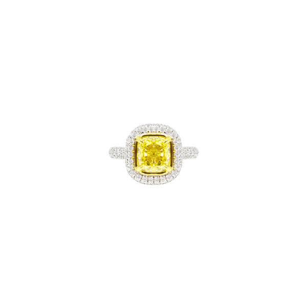 18 Karat White Gold ring with Fancy Intense Yellow Wedding Diamond