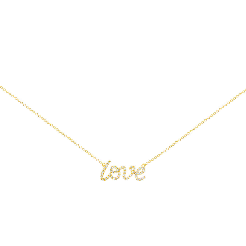 18 Karat Yellow Gold Love Necklace with Diamonds