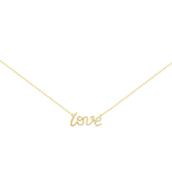 18 Karat Yellow Gold Love Necklace with Diamonds