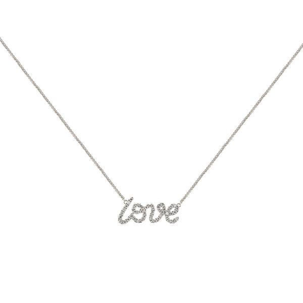 18 Karat White Gold Love Necklace with Diamonds