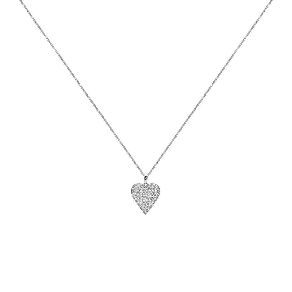 18 Karat White Gold Heart Necklace with Diamonds