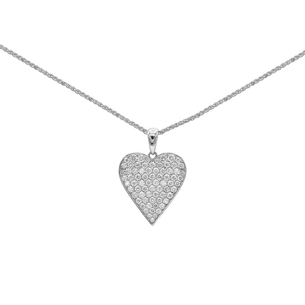 18 Karat White Gold Heart Necklace with Diamonds