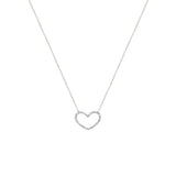 18 Karat White Gold Open Heart Necklace with Diamonds