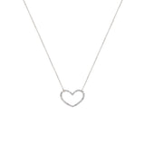 18 Karat White Gold Diamond Open Heart Necklace