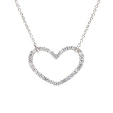 18 Karat White Gold Diamond Open Heart Necklace
