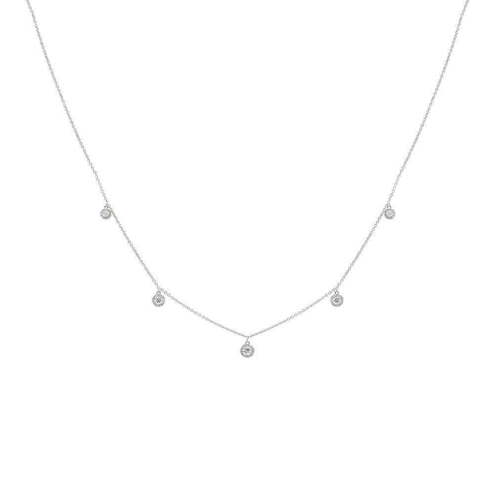 18 Karat White Gold Floating Diamond By The Yard Necklace