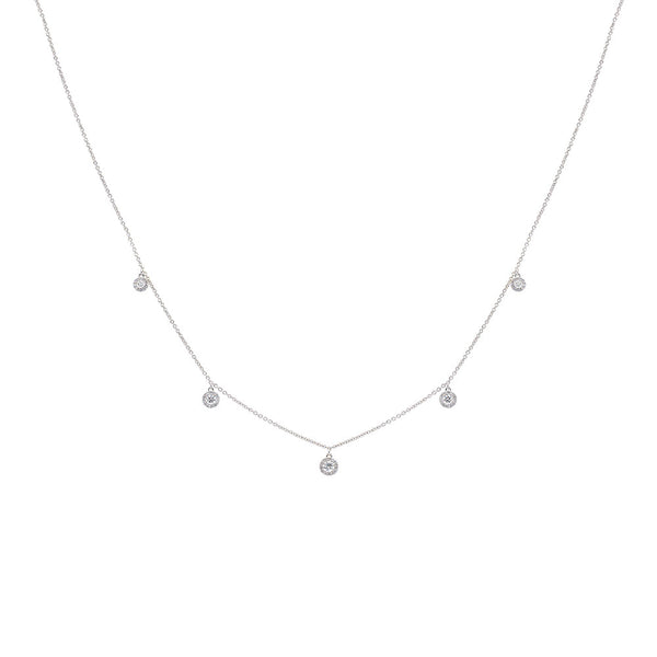 18 Karat White Gold Floating Diamond By The Yard Necklace