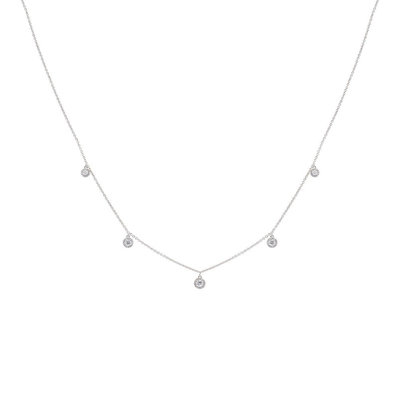 18 Karat White Gold Floating Diamond By The Yard Necklace