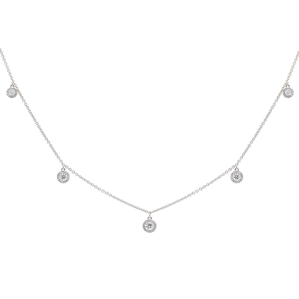 18 Karat White Gold Floating Diamond By The Yard Necklace