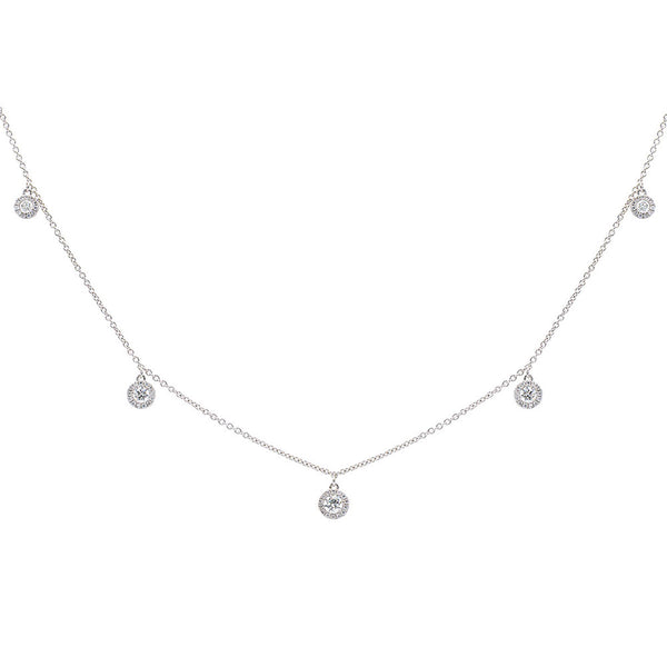 18 Karat White Gold Floating Diamond By The Yard Necklace