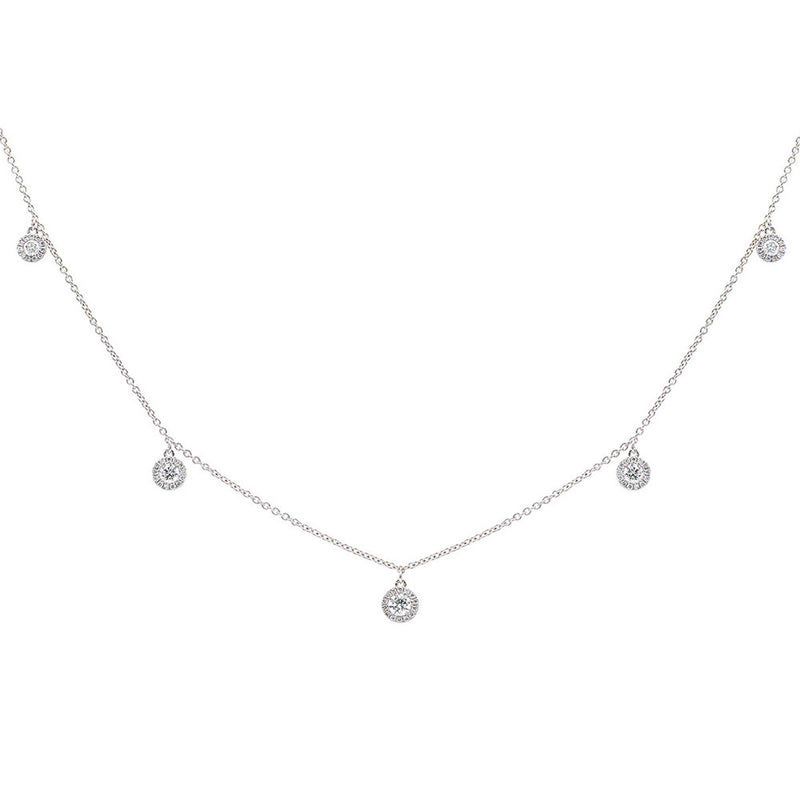 18 Karat White Gold Floating Diamond By The Yard Necklace