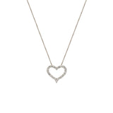 18 White Gold Open Heart Necklace With Diamonds