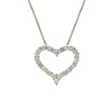 18 White Gold Open Heart Necklace With Diamonds