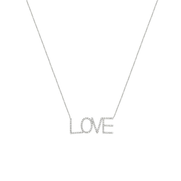18 Karat White Gold Love Necklace with Diamonds