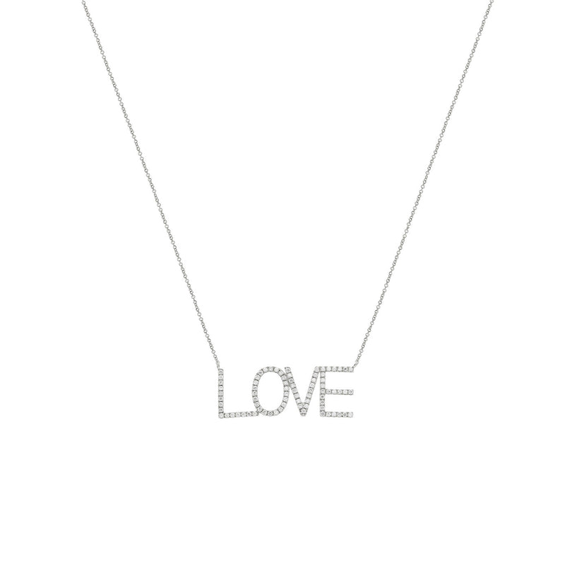 18 Karat White Gold Love Necklace with Diamonds