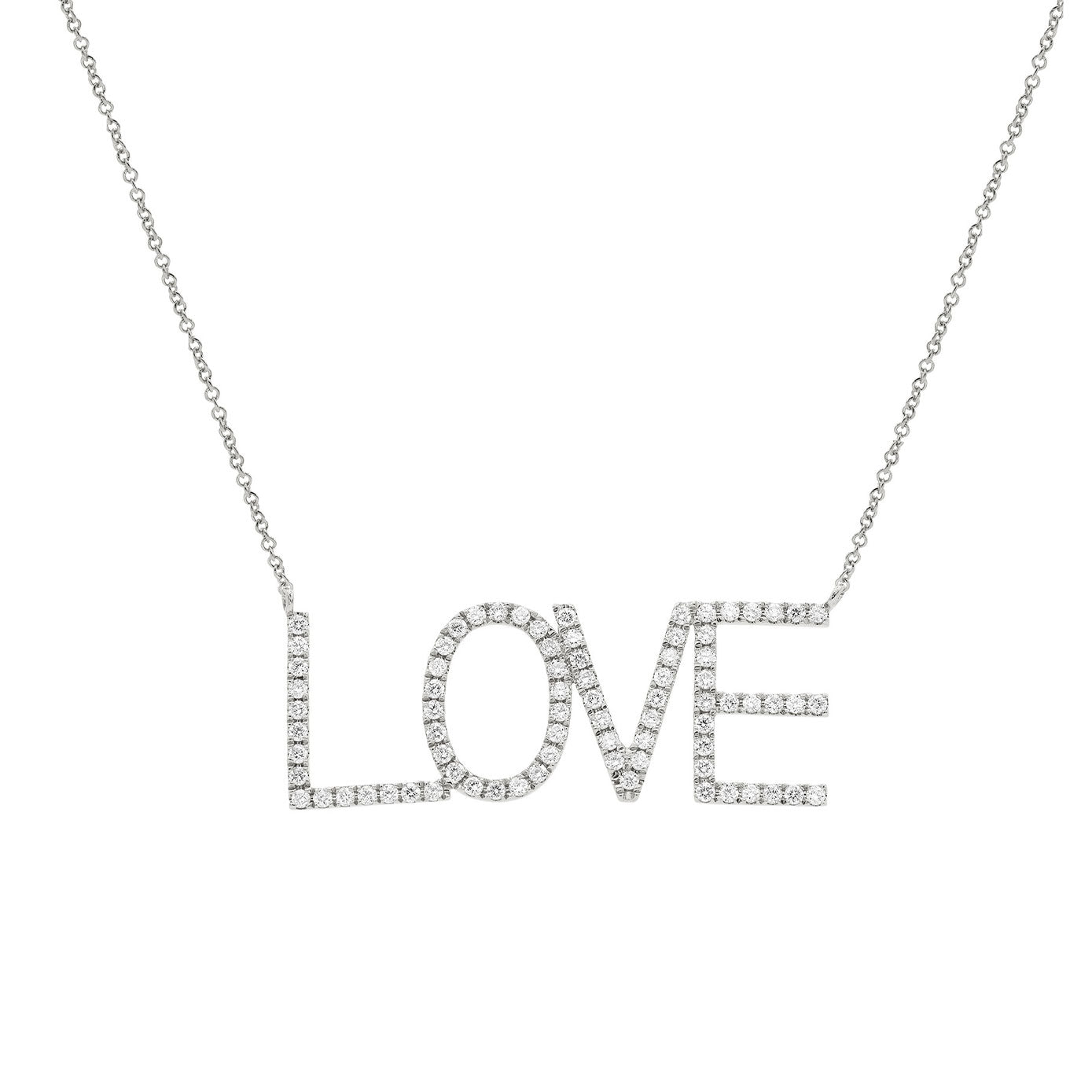 18 Karat White Gold Love Necklace with Diamonds